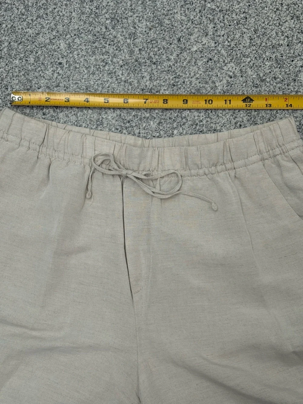 H&M Beige Cropped Drawstring Linen-Blend Pants